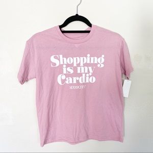 4/$10 NWT Shopping Is My Cardio T-shirt XS